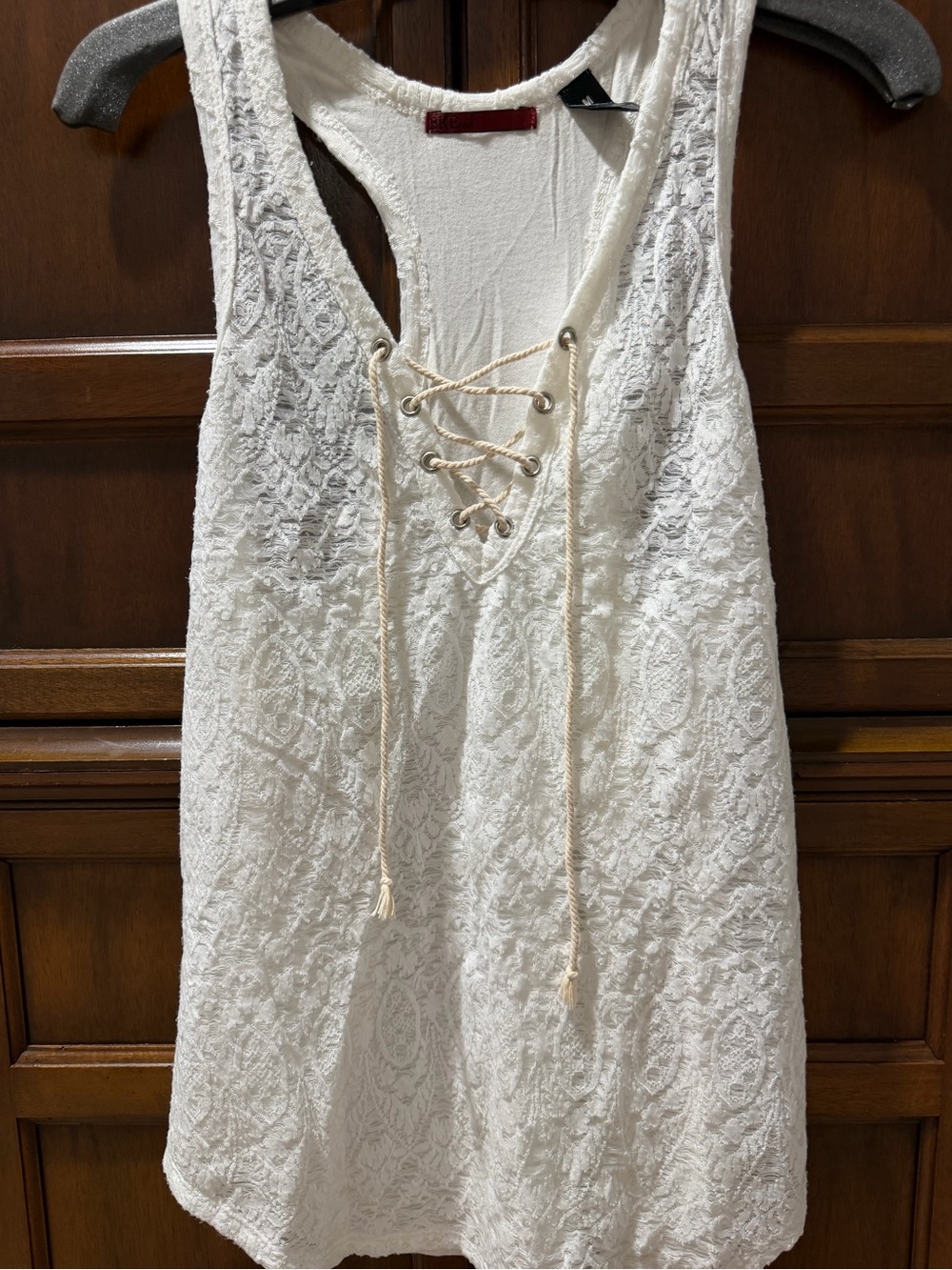 Lace-Up Racerback Tank Top - White